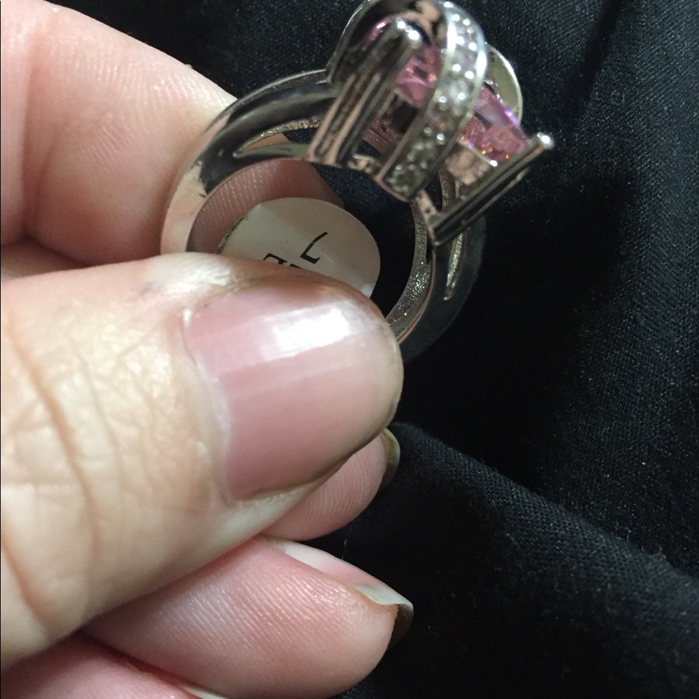 Pink Sapphire .925 Sterling Ring With Accents - Picture 8 of 8